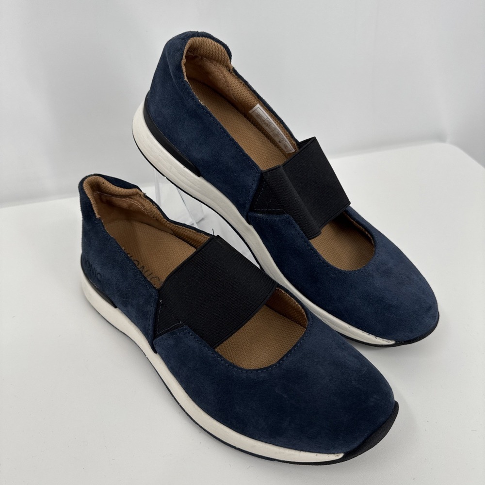 VIONIC CADEE NAVY SUEDE STRETCH MARY JANE COMFORT WALKING SHOES Sz 6